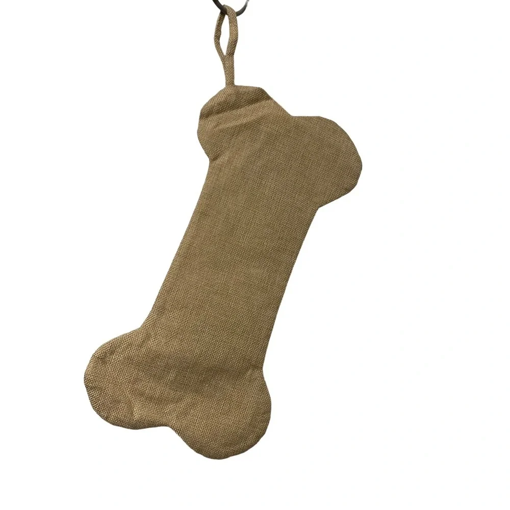 Dog Paw Christmas Stocking Bone Pet Hanging Burlap new 15.5 x 7.5 inches